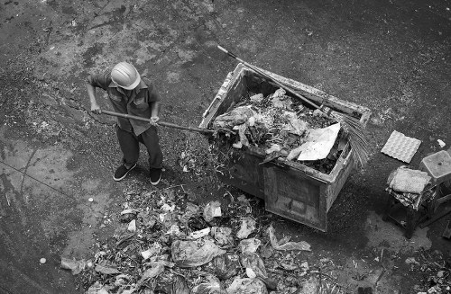 Construction site with builders waste in Chelsea